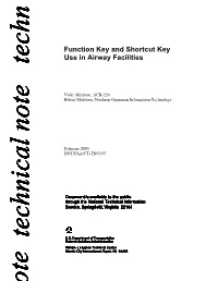 Function Key and Shortcut Key Use in Airway Facilities February 2003