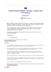 Image Representation, Storage, Capture and Processing