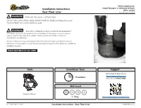 Installation Instructions Rear Floor Liner