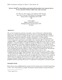 Reaction of Uranyl Ions with Bone Char : Application for the Isolation And