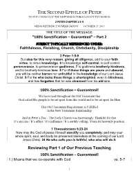 “100% Sanctification – Guaranteed” – Part 2 100% Sanctification
