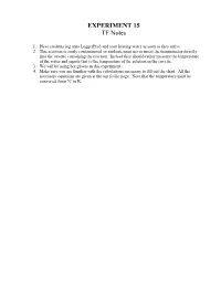 EXPERIMENT 15 TF Notes