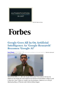 Google Goes All in on Artificial Intelligence As 'Google Research' Becomes 'Google AI'