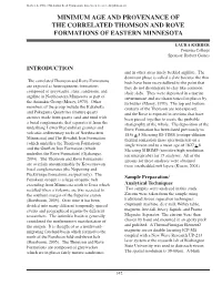 Minimum Age and Provenance of the Correlated Thomson and Rove Formations of Eastern Minnesota