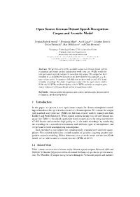 Open Source German Distant Speech Recognition: Corpus and Acoustic Model