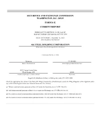 Securities and Exchange Commission Washington, D.C. 20549 Form 8‑K Current Report