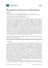 The Application of Ultrasound in 3D Bio-Printing