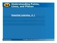 1-1 Understanding Points, Lines, and Planes Lines, and Planes