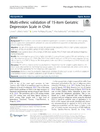 Multi-Ethnic Validation of 15-Item Geriatric Depression Scale in Chile Lorena P