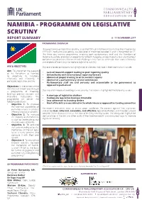 Namibia - Programme on Legislative Scrutiny Report Summary 8 - 11 November 2017