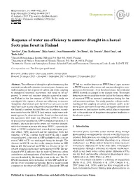 Response of Water Use Efficiency to Summer Drought in a Boreal Scots