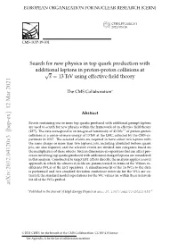 Search for New Physics in Top Quark Production with Additional Leptons in Proton-Proton Collisions at Sqrt(S) = 13 Tev Using