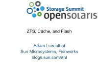 ZFS, Cache, and Flash Adam Leventhal Sun Microsystems