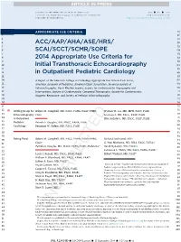 ACC/AAP/AHA/ASE/HRS/SCAI/SCCT/SCMR/SOPE 2014 Appropriate Use Criteria for Initial Transthoracic Echocardiography in Outpatient P