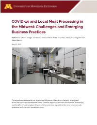 COVID-19 and Local Meat Processing in the Midwest: Challenges and Emerging Business Practices