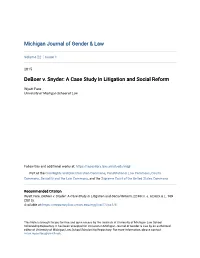 Deboer V. Snyder: a Case Study in Litigation and Social Reform