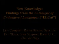 Findings from the Catalogue of Endangered Languages (“Elcat”)
