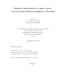 Surfaces Associated to a Space Curve: a New Proof of Fabricius-Bjerre's Formula