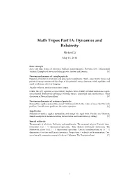 Math Tripos Part IA: Dynamics and Relativity