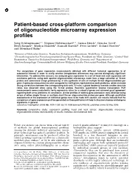 Patient-Based Cross-Platform Comparison of Oligonucleotide Microarray Expression Profiles