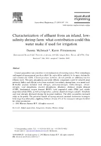 Characterization of Effluent from an Inland, Low- Salinity Shrimp Farm