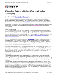 Choosing Between Dollar-Cost and Value Averaging