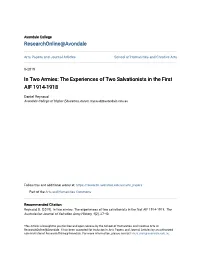 In Two Armies: the Experiences of Two Salvationists in the First AIF 1914-1918