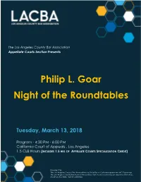 Philip L. Goar Night of the Roundtables