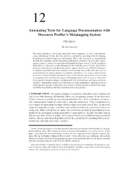 Annotating Texts for Language Documentation with Discourse Profiler’S Metatagging System