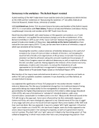 Democracy in the Workplace - the Bullock Report Revisited