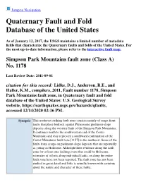 Quaternary Fault and Fold Database of the United States