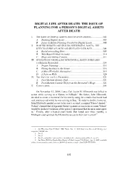 The Issue of Planning for a Person's Digital Assets