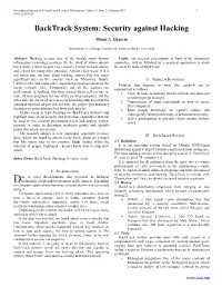Backtrack System: Security Against Hacking