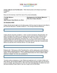 Crispus Attucks and Text Elements – What Heading Goes at the Beginning of Each Paragraph? Name ______
