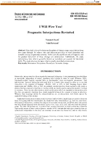 I Will Wow You! Pragmatic Interjections Revisited