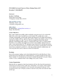 1 PPG1005H the Social Context of Policy-Making Winter 2017
