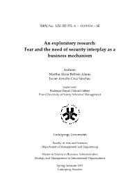 Fear and the Need of Security Interplay As a Business Mechanism