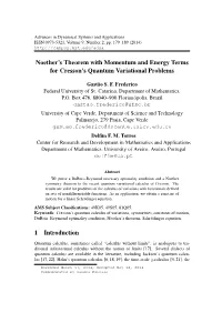 Noether's Theorem with Momentum and Energy Terms for Cresson's