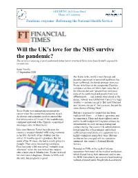 Reforms to the National Health Service?