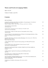 Theory and Practice in Language Studies Contents