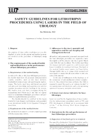 Safety Guidelines for Lithotripsy Procedures Using Lasers in the Field of Urology