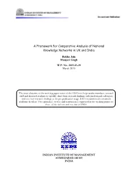 A Framework for Comparative Analysis of National Knowledge Networks in UK and India