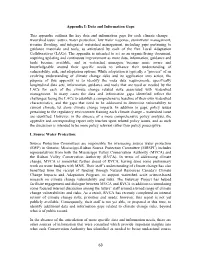 Appendix I – Data and Information Gaps