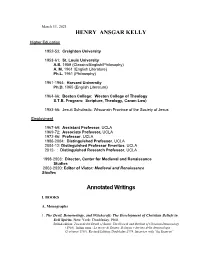 HENRY ANSGAR KELLY Annotated Writings