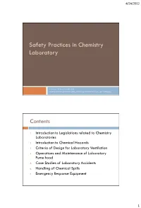Safety Practices in Chemistry Laboratories