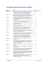 Accepted Conferences/Reports by Subject