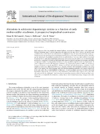 Alterations in Adolescent Dopaminergic Systems As a Function of Early T Mother-Toddler Attachment: a Prospective Longitudinal Examination ⁎ Ethan M