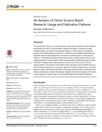 An Analysis of Citizen Science Based Research: Usage and Publication Patterns