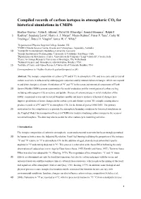 Compiled Records of Carbon Isotopes in Atmospheric CO2 for Historical Simulations in CMIP6
