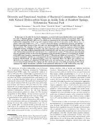 Diversity and Functional Analysis of Bacterial Communities Associated